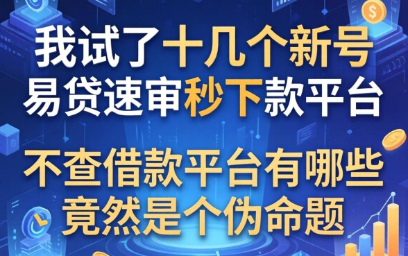我试了十几个新号易贷速审秒下款平台，发现不查借款平台有哪些竟然是个伪命题