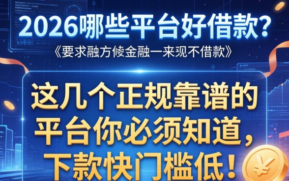 2026哪些平台好借款？这几个正规靠谱的平台你必须知道，下款快门槛低！