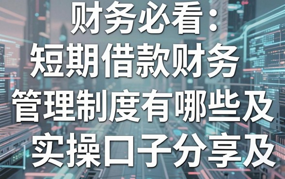 财务必看:短期借款财务管理制度有哪些及实操口子分享