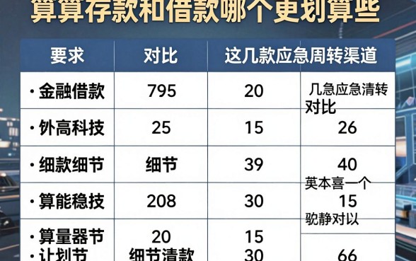 算算存款和借款哪个更划算些，这几款应急周转渠道对比