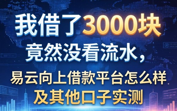我借了3000块竟然没看流水，易云向上借款平台怎么样及其他口子实测