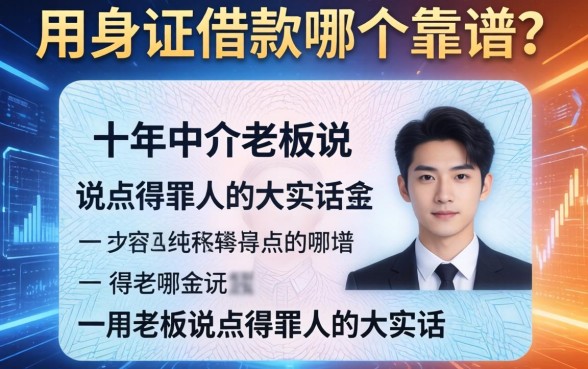 用身份证借款哪个靠谱？十年中介老板说点得罪人的大实话