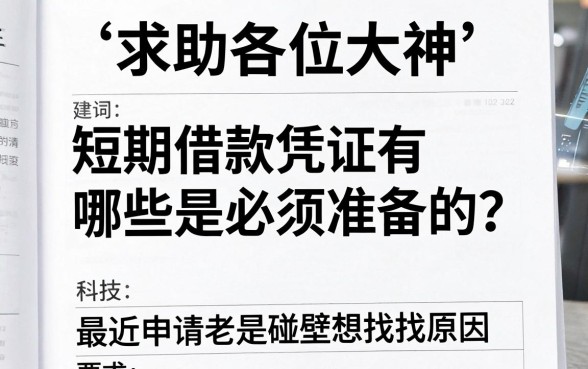 求助各位大神,短期借款凭证有哪些是必须准备的?最近申请老是碰壁想找找原因