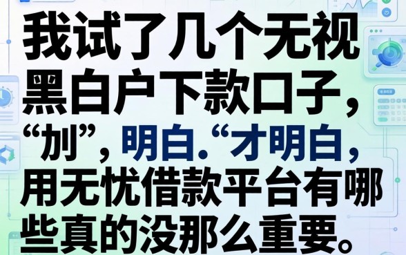 我试了几个无视黑白户下款的口子，才明白用无忧借款平台有哪些真的没那么重要