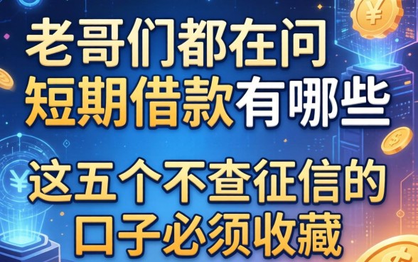 老哥们都在问短期借款的有哪些,这五个不查征信的口子必须收藏