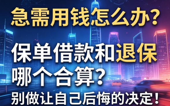 急需用钱怎么办？保单借款和退保哪个合算？别做让自己后悔的决定！