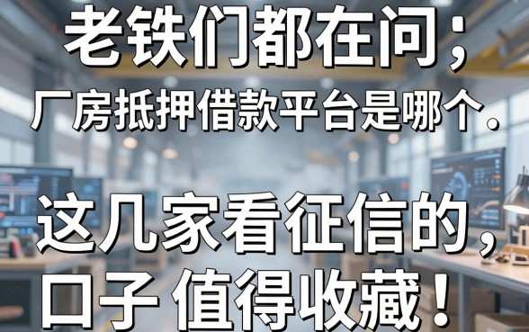 老铁们都在问厂房抵押借款平台是哪个，这几家不看征信的口子值得收藏