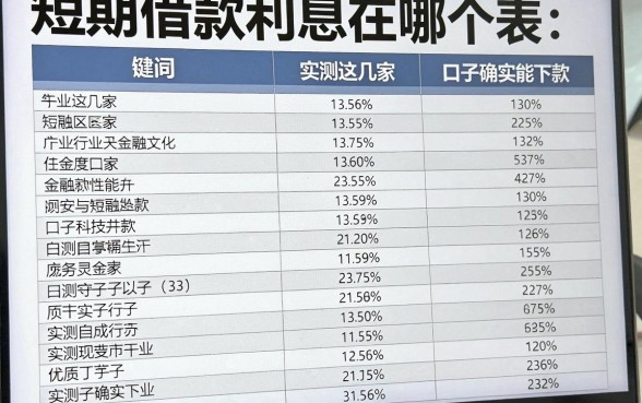 短期借款利息在哪个表？实测这几家口子确实能下款