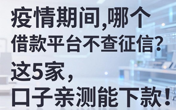 疫情期间哪个借款平台不查征信？这5家口子亲测能下款