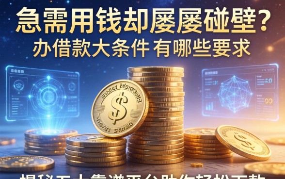 急需用钱却屡屡碰壁？办借款的条件有哪些要求？揭秘五大靠谱平台助你轻松下款