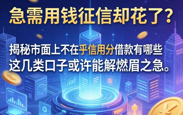 急需用钱征信却花了？揭秘市面上不在乎信用分的借款有哪些，这几类口子或许能解燃眉之急