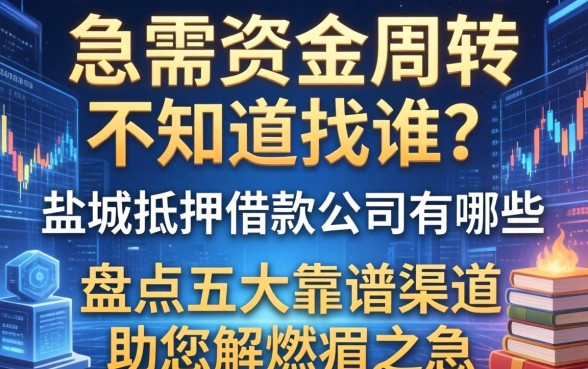 急需资金周转不知道找谁？盐城抵押借款公司有哪些？盘点五大靠谱渠道助您解燃眉之急
