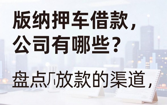 版纳押车借款公司有哪些？盘点几个实测放款的渠道