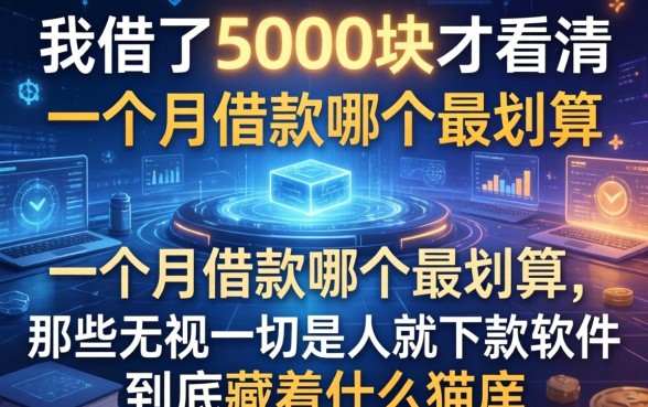 我借了5000块才看清一个月借款哪个最划算，那些无视一切是人就下款软件到底藏着什么猫腻