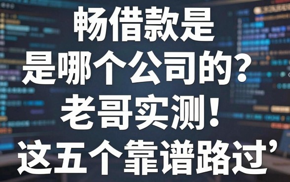 畅借款是哪个公司的？老哥实测这五个靠谱路子