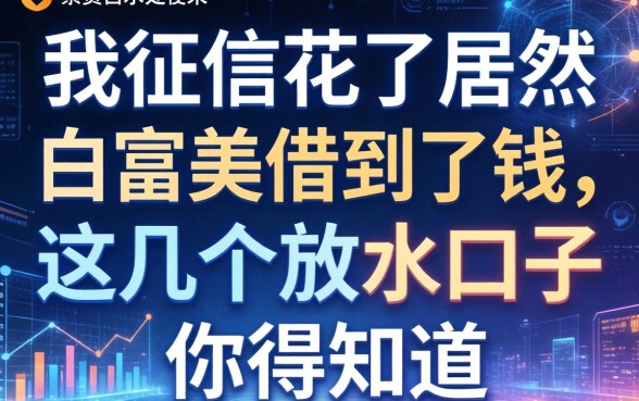 我征信花了居然在白富美借到了钱，这几个放水口子你得知道