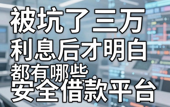 被坑了三万利息后才明白，都有哪些安全借款平台
