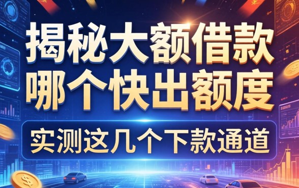 揭秘大额借款哪个快出额度,实测这几个下款通道