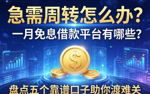 急需周转怎么办？一月免息借款平台有哪些？盘点五个靠谱口子助你渡难关