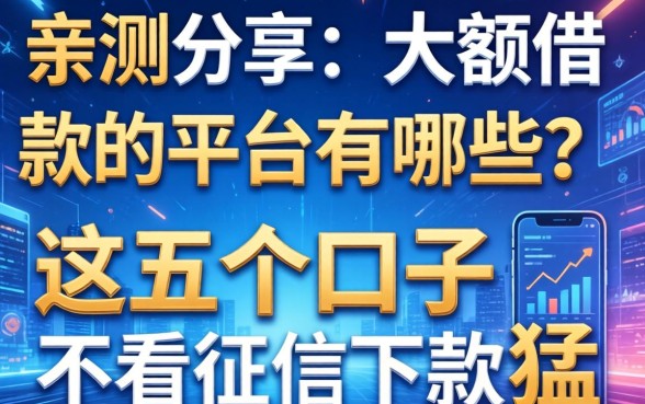 亲测分享：大额借款的平台有哪些？这五个口子不看征信下款猛