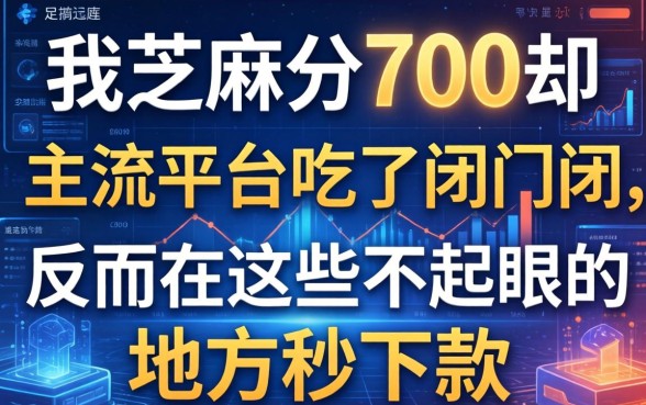 我芝麻分700却在主流平台吃了闭门羹,反而在这些不起眼的地方秒下了款