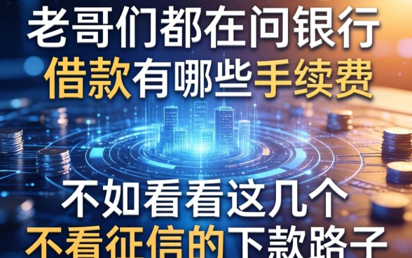 老哥们都在问银行借款有哪些手续费,不如看看这几个不看征信的下款路子