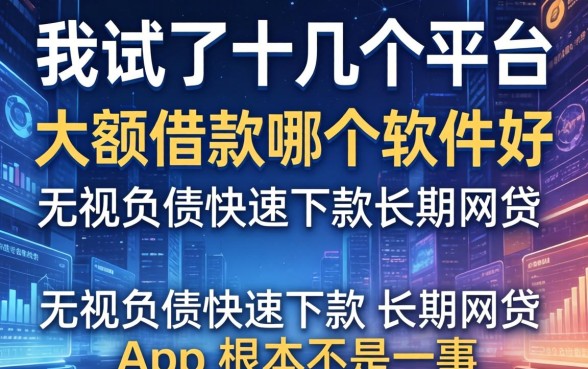 我试了十几个平台,发现大额借款哪个软件好和无视负债快速下款长期网贷的app根本不是一回事