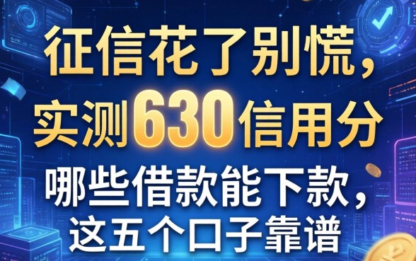 征信花了别慌，实测630信用分哪些借款能下款，这五个口子靠谱