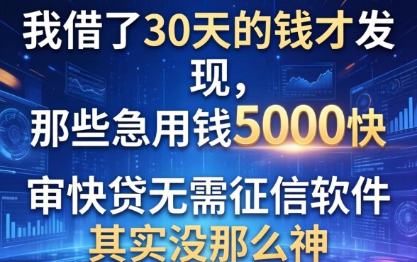 我借了30天的钱才发现，那些急用钱5000快审快贷无需征信软件其实没那么神