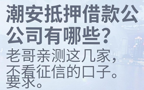 潮安抵押借款公司有哪些？老哥亲测这几家不看征信的口子