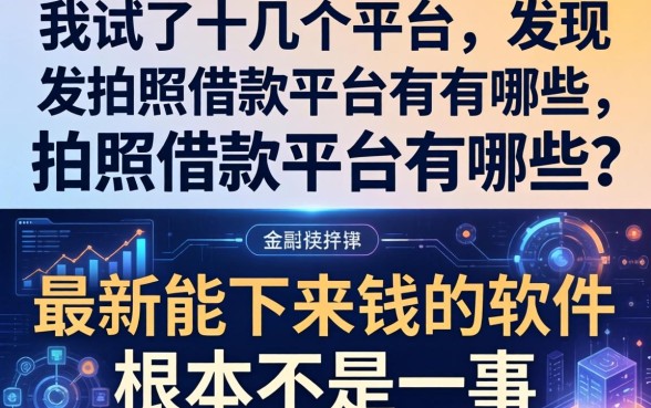 我试了十几个平台,发现不拍照借款平台有哪些呢和最新能下来钱的软件根本不是一回事