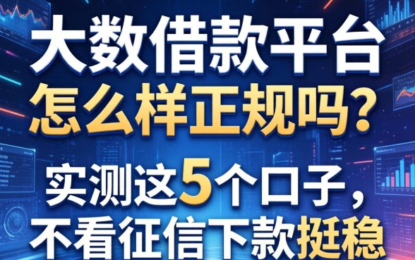大数借款平台怎么样正规吗？实测这5个口子，不看征信下款挺稳