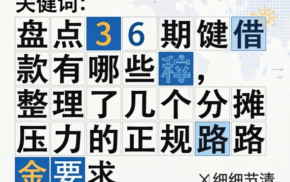盘点36期借款有哪些,整理了几个分摊压力的正规路子