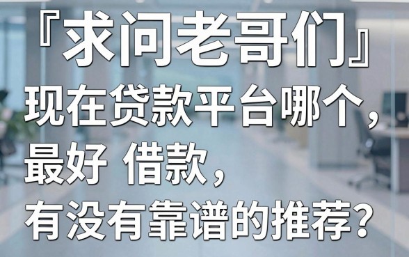 求问老哥们，现在贷款平台哪个最好借款，有没有靠谱的推荐？
