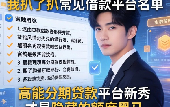 我扒了扒常见借款平台名单，发现高能分期贷款平台新秀才是隐藏的额度黑马