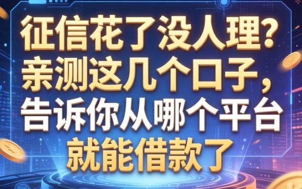 征信花了没人理？亲测这几个口子，告诉你从哪个平台就能借款了