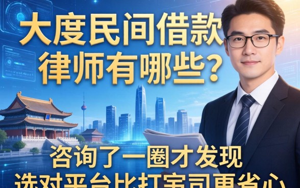 大足民间借款律师有哪些？咨询了一圈才发现，选对平台比打官司更省心