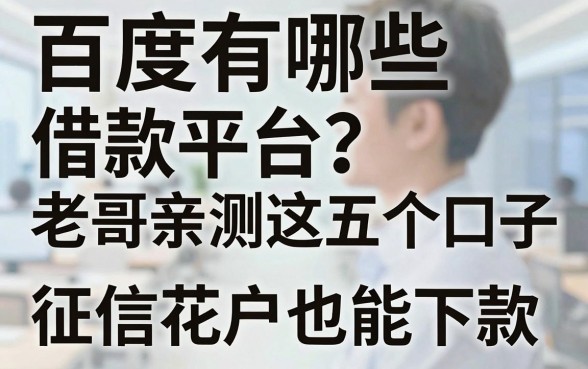 百度有哪些借款平台?老哥亲测这五个口子,征信花户也能下款