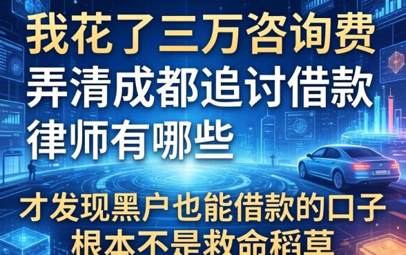 我花了三万咨询费弄清成都追讨借款的律师有哪些，才发现黑户也能借款的口子根本不是救命稻草