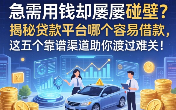 急需用钱却屡屡碰壁？揭秘贷款平台哪个容易借款，这五个靠谱渠道助你渡过难关！