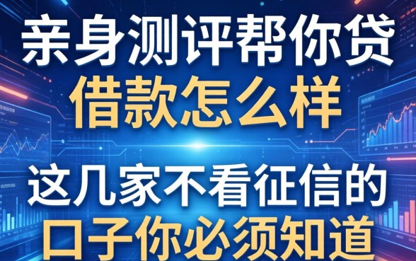 亲身测评帮你贷借款怎么样，这几家不看征信的口子你必须知道