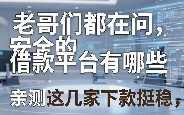 老哥们都在问安全的借款平台有哪些,亲测这几家下款挺稳