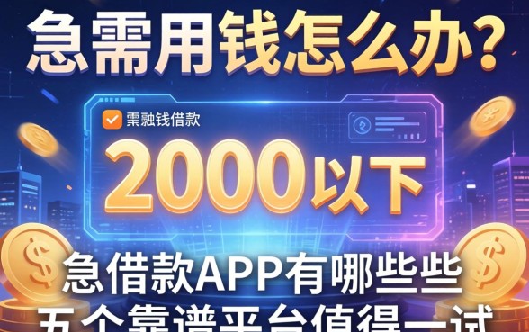 急需用钱怎么办？2000以下的借款app有哪些？这五个靠谱平台值得一试