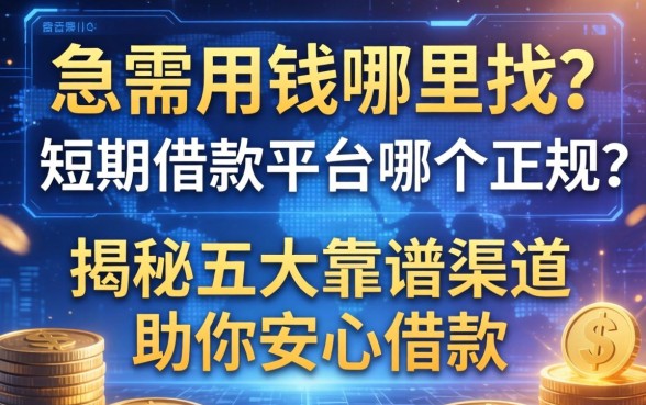 急需用钱哪里找？短期借款平台哪个正规？揭秘五大靠谱渠道助你安心借款