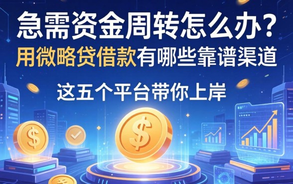 急需资金周转怎么办？用微略贷借款有哪些靠谱渠道？这五个平台带你上岸
