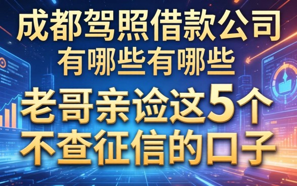 成都驾照借款公司有哪些？老哥亲测这5个不查征信的口子
