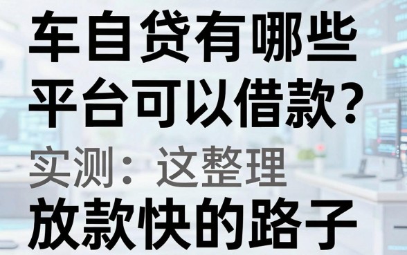 车自贷有哪些平台可以借款?实测整理这几个放款快的路子