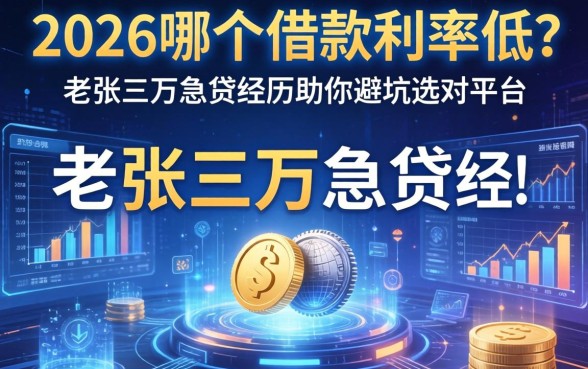 2026哪个借款利率低？老张三万急贷经历助你避坑选对平台