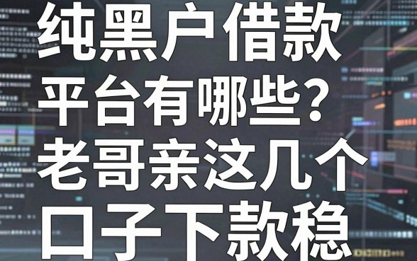 纯黑户借款平台有哪些？老哥亲测这几个口子下款稳
