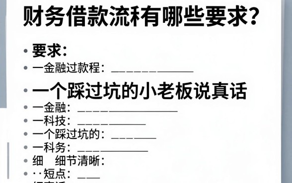 财务借款流程有哪些要求？一个踩过坑的小老板说真话